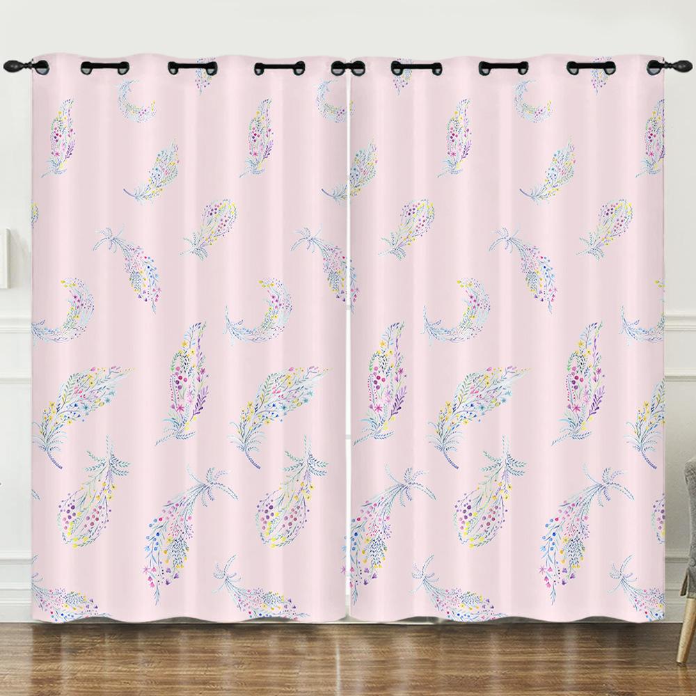 Curtain Flower Simple Full Screen Flower 3D Digital Printing Blackout Curtain Punching