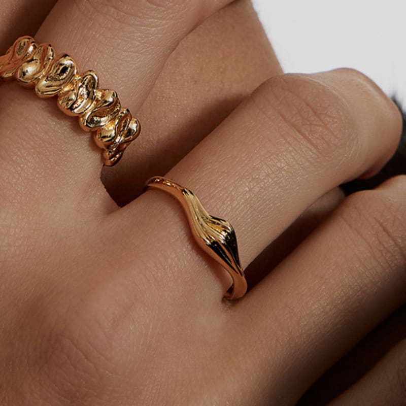 Invisible collage BRUSH MARK RING_GOLD