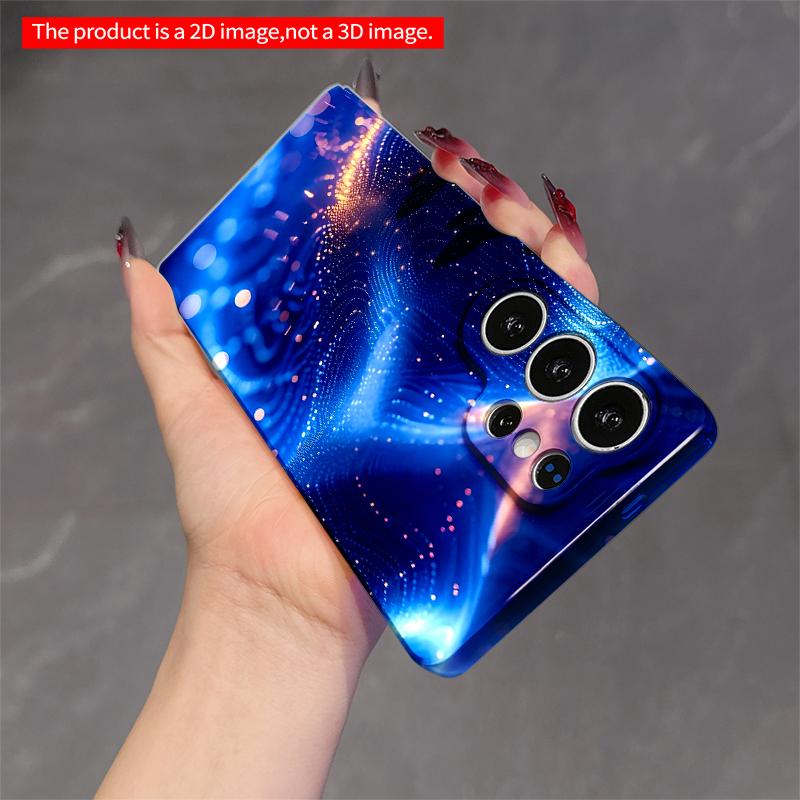 2DFlat Samsung Phone Case Blue Cosmic Waves with Glowing Particles Applicable To Galaxy S22 S23 S24 S25ULTRA S26 A12 A13 A14 A15 A16
