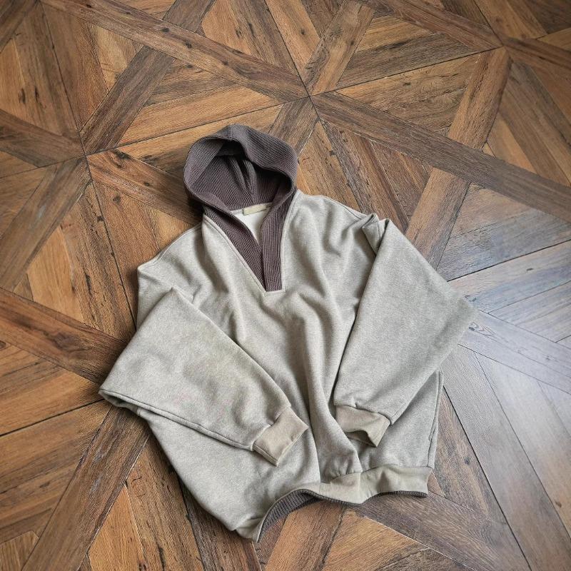 Мужская толстовка на осень и зиму с капюшоном шерстяная с прострочкой свободная повседневная куртка M светло-серый 2515₽