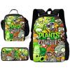 Child Hot Game For P-Plantss Vs Z-Zombiess School Backpack with Lunch Bags ,Pencil Bags ,School Bags for Boys Girls Best Gift