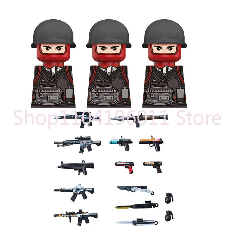 MOC UV Printing Military Building Blocks Accessories Soldier Figures Special Forces Army Sniper Police Bricks Toy Children Gift