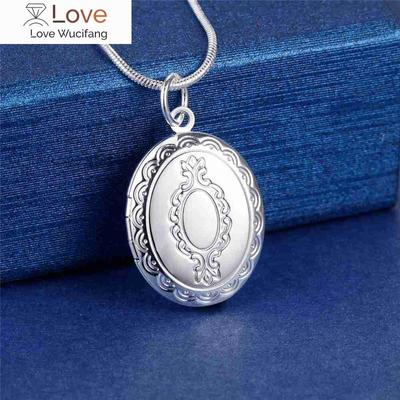 Jemné 925 Stemped Silver přívěsky Fotorámeček Přívěsek Náhrdelník pro ženy Vánoční dárky Módní večírek svatba noblesní Šperky