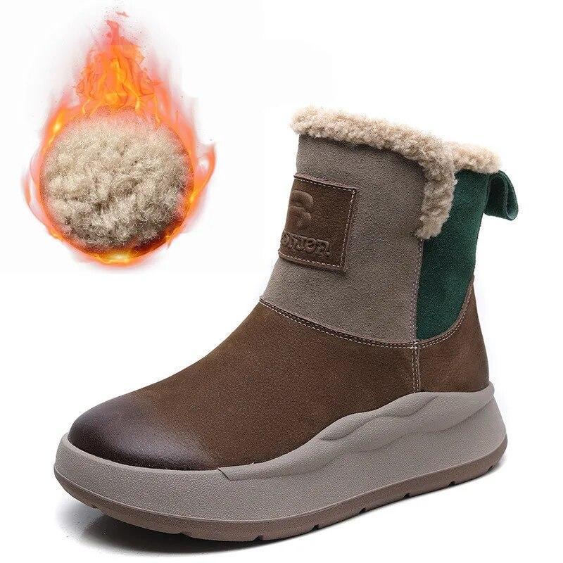 Women's Winter Lining Thickened Warm Pu Leather Boots Snow Casual Office Warm Boots