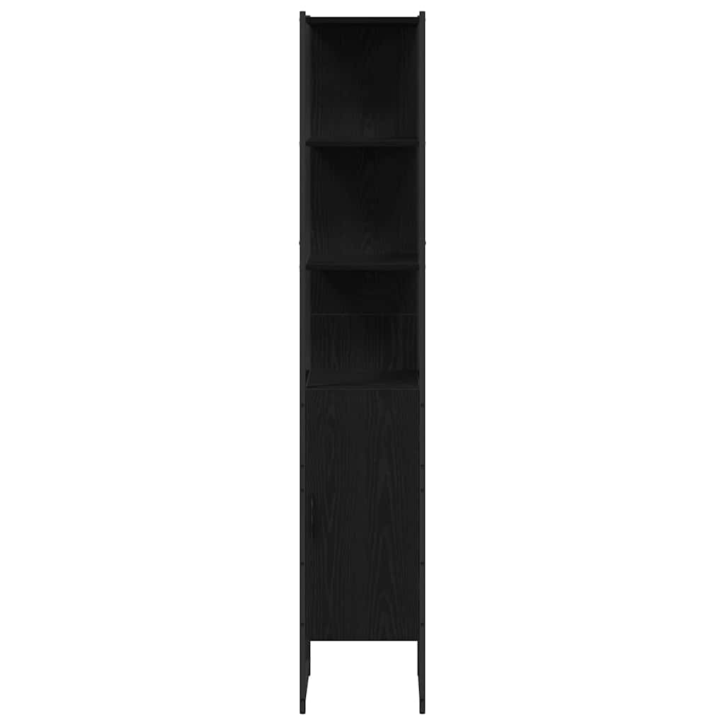 Bathroom Furniture Set with Shelf 4 pcs Black Wood Based Material