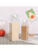1 pc 500ml/1000ml large capacity milk box shaped water bottle, transparent square plastic water cup,