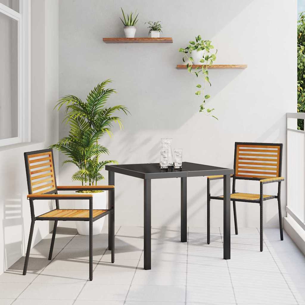 Garden Stackable Chairs 2 pcs Brown and Black 54 x 56 x 90 cm