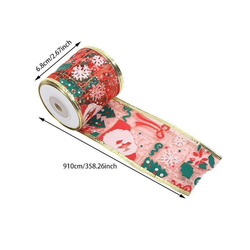 Christmas Wired Ribbons 9.1m Buffalo Plaid Ribbons Vintage Truck Trees Wired Edge Ribbon for Xmas DIY Wrapping Floral Craft