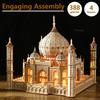 3D Wooden Puzzle House Royal Castle Taj Mahal Model Kit with Light DIY Assembly Crafts Desk Decoration Gifts for Adults Kids