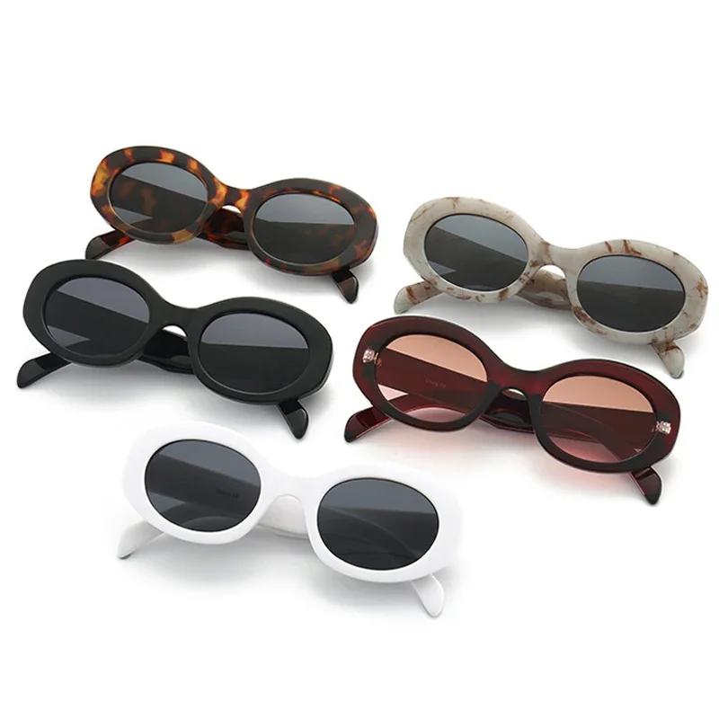 Fashion Oval Women Sunglasses Shades Uv400 Brand Designer Mens Retro Round Leopard Sun Glasses Modern Sunglasses For Women