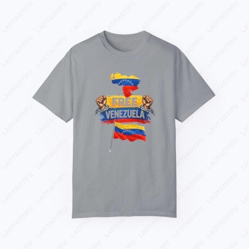 Free Venezuela Graphic Unisex Adult Cotton Tshirt Peace Sovereignty Creative Trend Casual Style Oneck Printed Women Man Tops S