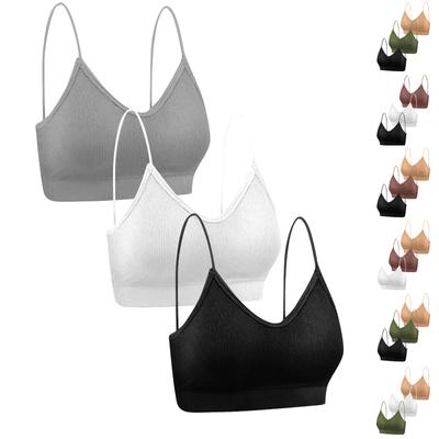 6 Pieces V Neck Bra Seamless Padded Camisole Bandeau Sports Bra Sleep Bra