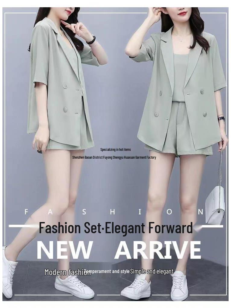 2024 Plus Size Summer Fashion 3-Piece Set: Stylish, Belly-Concealing Shorts Suit for Women