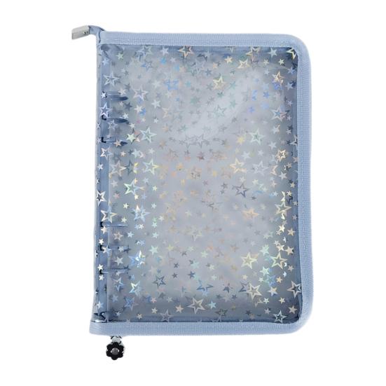 Zipper Binder Transparent Window Design Star Pattern PVC Cover Card Organizer with Multiple Slots Portable Card Holder Binder for Idol Cards Photo