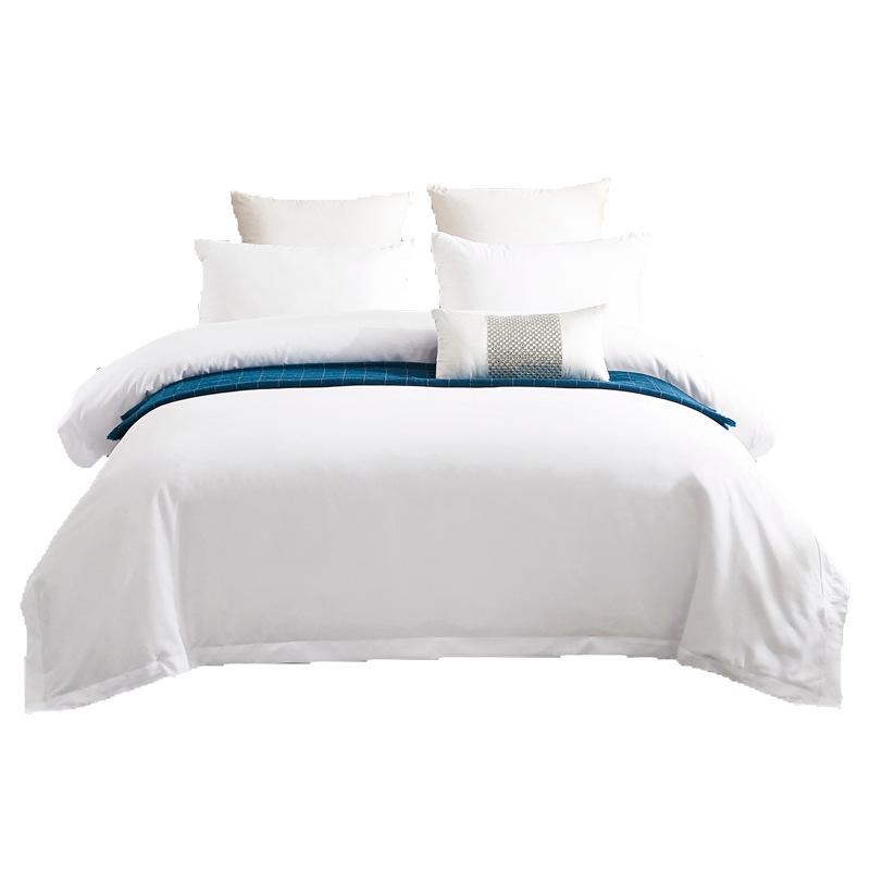Four-Piece Brushed Cotton Bedding Set: Fitted Sheet, Flat Sheet, Pillowcase, Duvet Cover - Hotel Style for Guesthouses and B&Bs