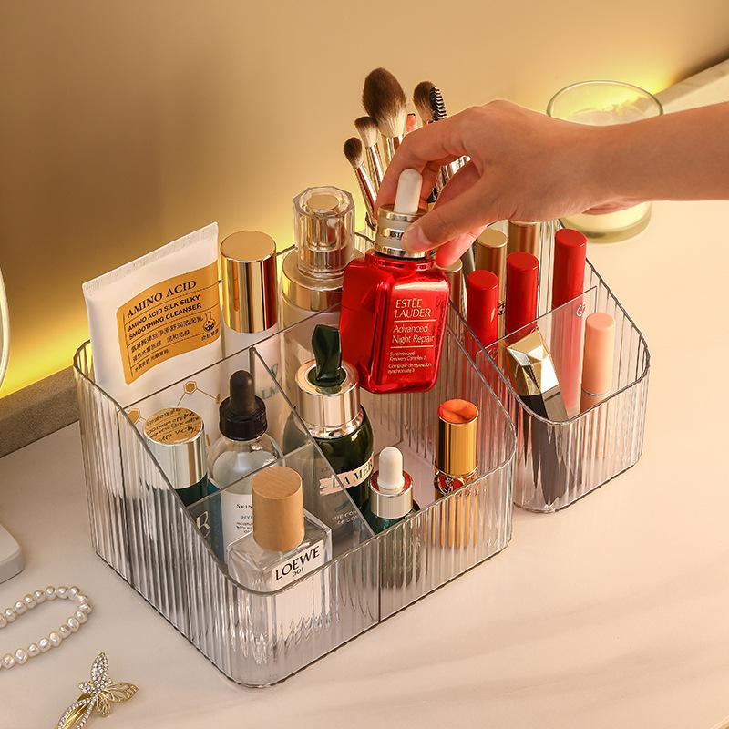 Acrylic Cosmetic Organizer: Clear Desktop Storage for Makeup, Skincare, and Miscellaneous Items