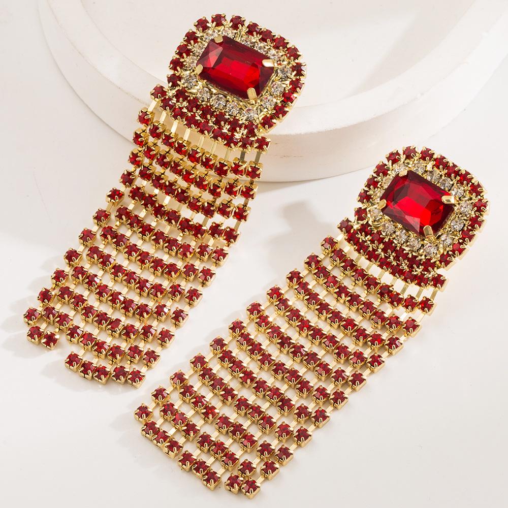 Elegant Rhinestone Tassel Earrings - European & American Luxury Design for Prom & Banquet