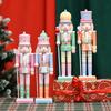 30cm European Wooden Nutcracker Ornament - Macaron Walnut Cracker Christmas Decoration.