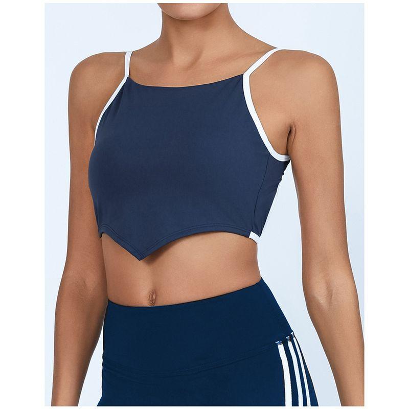 

and American Yoga Vest Women Containing Chest Pad High Elastic Quick-Drying Contrast Color Beauty Back Sports Underwear Fitness Bra Quick-Drying Top S Badge Blue