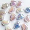 Iridescent Peach Heart Crackle Beads for DIY Jewelry Making