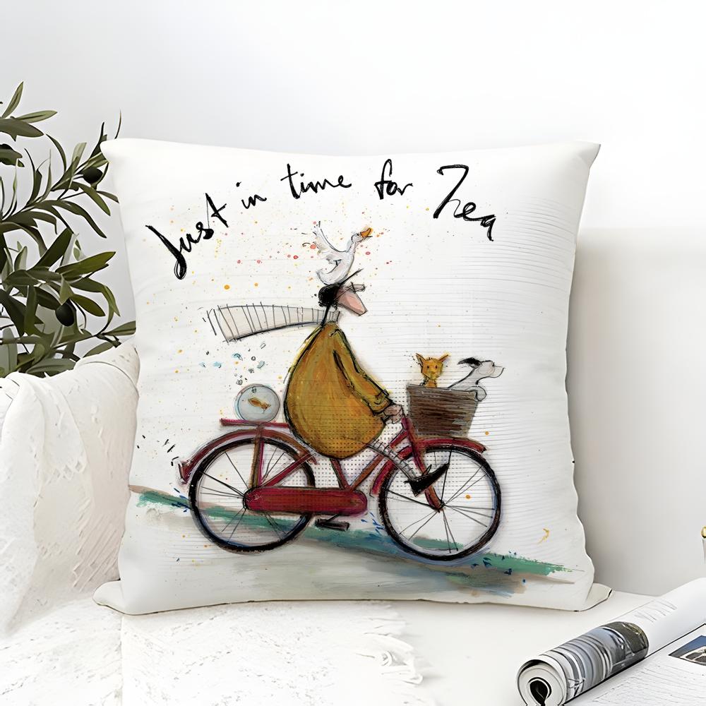 Pillow Case Cotton Linen Fabric Square Zipper Pillowcase Home Decorative Living Room Minimalist Art Style S-Sam Toft Art 2