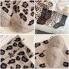 5 Pairs Thermal Crew Socks for Women, Leopard Print Cotton Cozy Quarter Socks Warm Neutral Ankle Socks for Women
