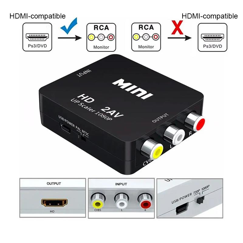 HDMI-kompatibler zu RCA Konverter AV/CVBS L/R Audio Video Set-Top-Box Up-Scaler 1080P MINI HD2AV Unterstützung NTSC PAL Ausgang HD zu AV