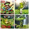 Frosk som spiller gitar, 2D flat akryl, hagedekorasjon, ornamenter, egnet for hage, blomsterpotte, gress, jul, Halloween