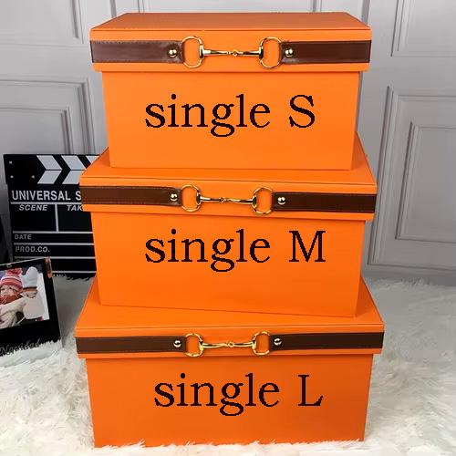 Luxury  Pu Leather Orange Storage Bins Colorful Storage Box  Organizer Containers Baskets with Cover Handles