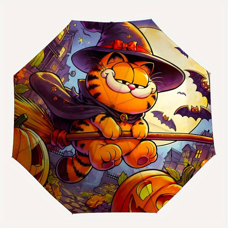 

1pc Halloween Garfield Automatic Umbrella Durable Iron Frame & Plastic Handle, Gift for Men & Women, Sturdy Construction,Playful Design y250826121