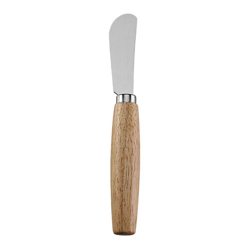 Rubber Wood & Stainless Steel Cheese Knife Set - Western Tableware with Knife, Fork, and Spoon