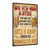 Vintage Cheers German Metal Tin Sign, Multipurpose Decorative Wall Hanging Plaque for Home, Pub, Club, Man Cave - Wall Mountable