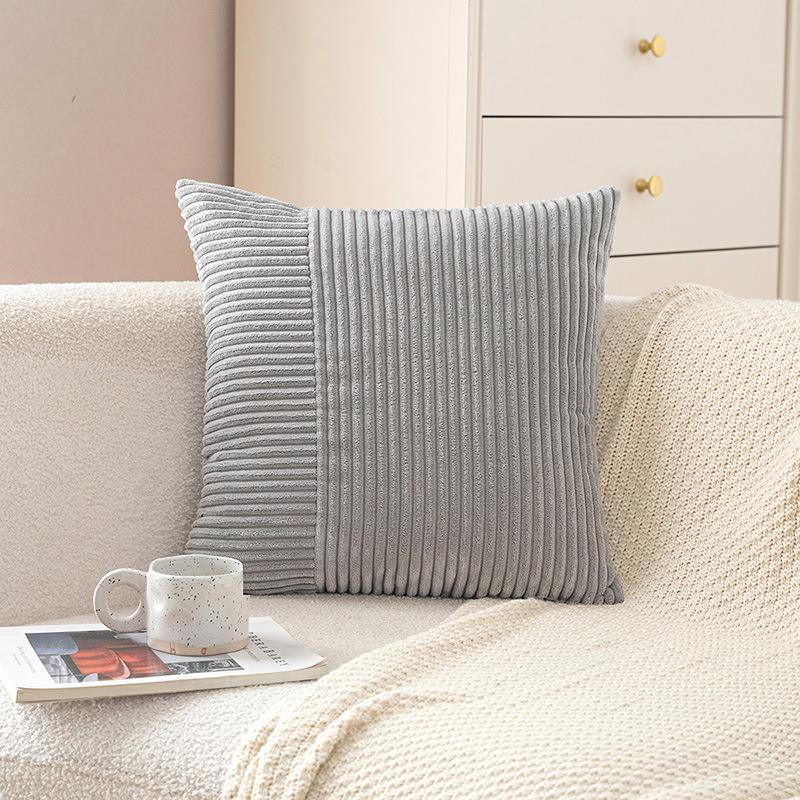 Corduroy Splicing Pillow Cover Living Room Sofa Cushion Solid Color Waist Pillow Pillow Cover