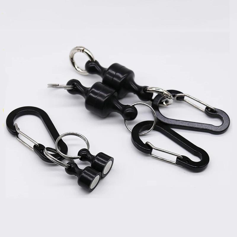 Portable Steel Fishing MRC Strong Magnetic Quick Release Clips Net Holder With Fishing Coil Lanyard Aluminum Carabiner