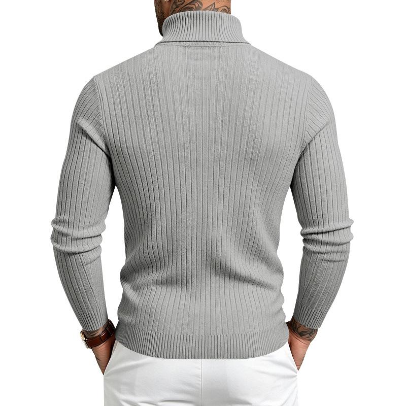 Men's Cable Knit Turtleneck Sweater, High Neck Long Sleeve Chunky Knit Pullover, Winter Casual Warm Knitwear for Men