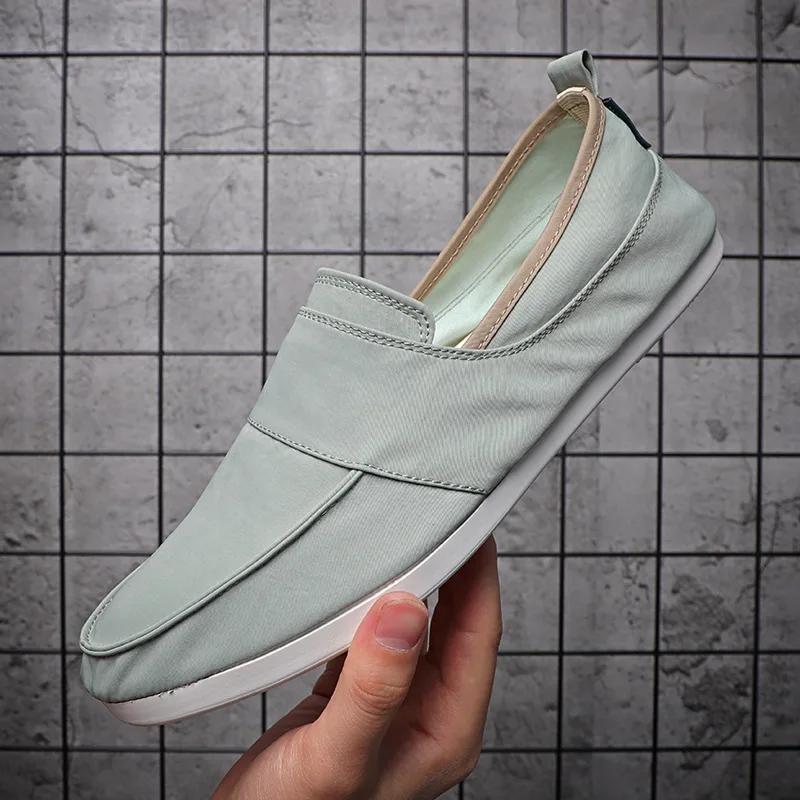 Fashion TWBEB Fashion Shoes Men Loafers Canvas Shoes Men Casual Shoes Flat Slip On Male Footwear