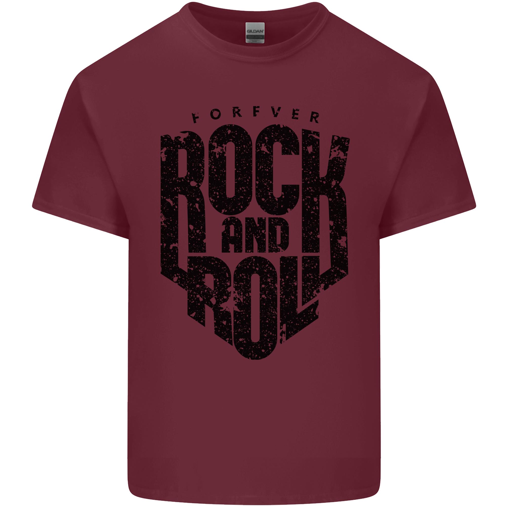 Forever Rock and Roll Music Unisexs Light Cotton TShirt S