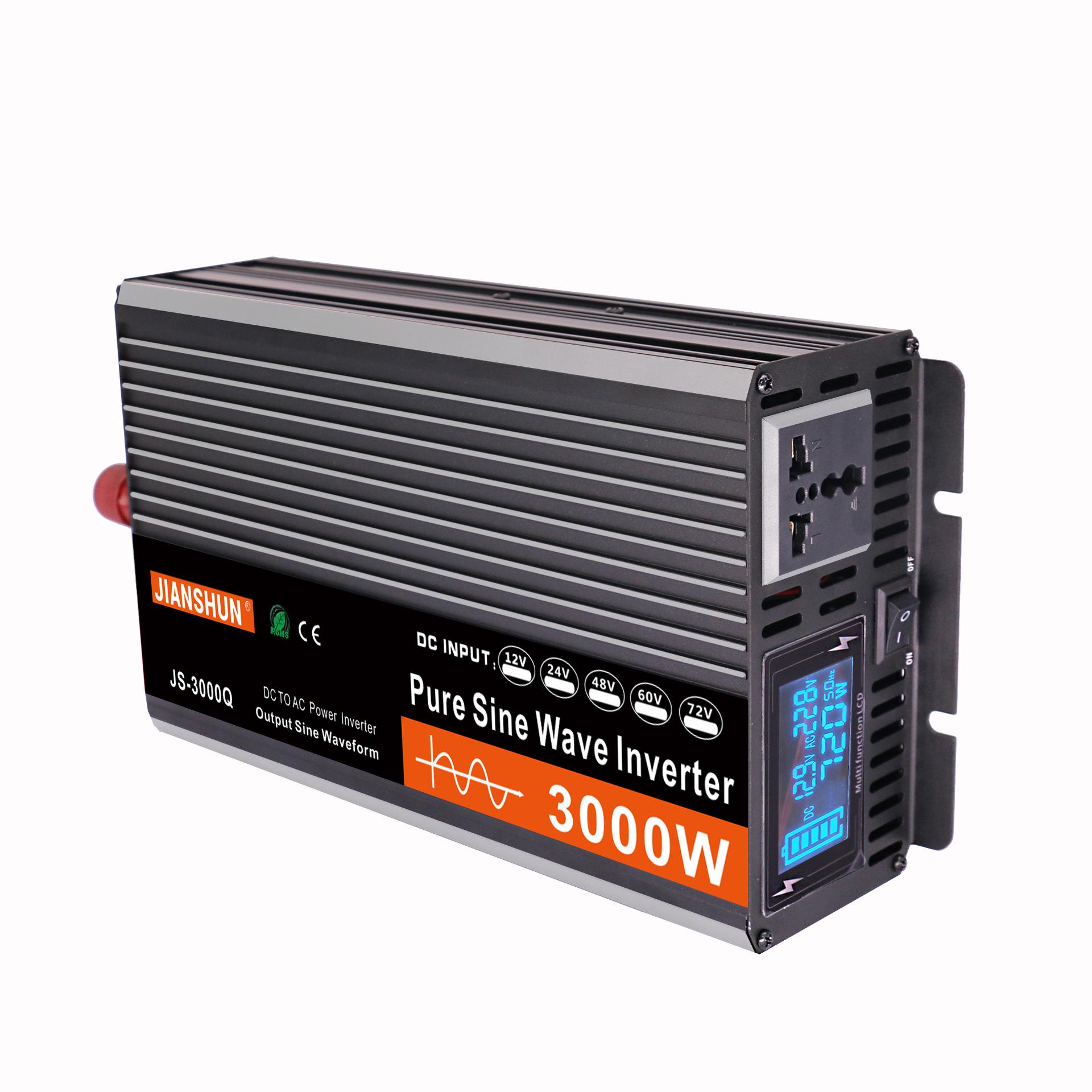 

2024 Новый инвертор чистой синусоиды 12 В 24 В 48 В в 220 В высокой мощности для домашнего автомобиля 1500 Вт 3000 Вт 4000 Вт 12V3000W LCD screen