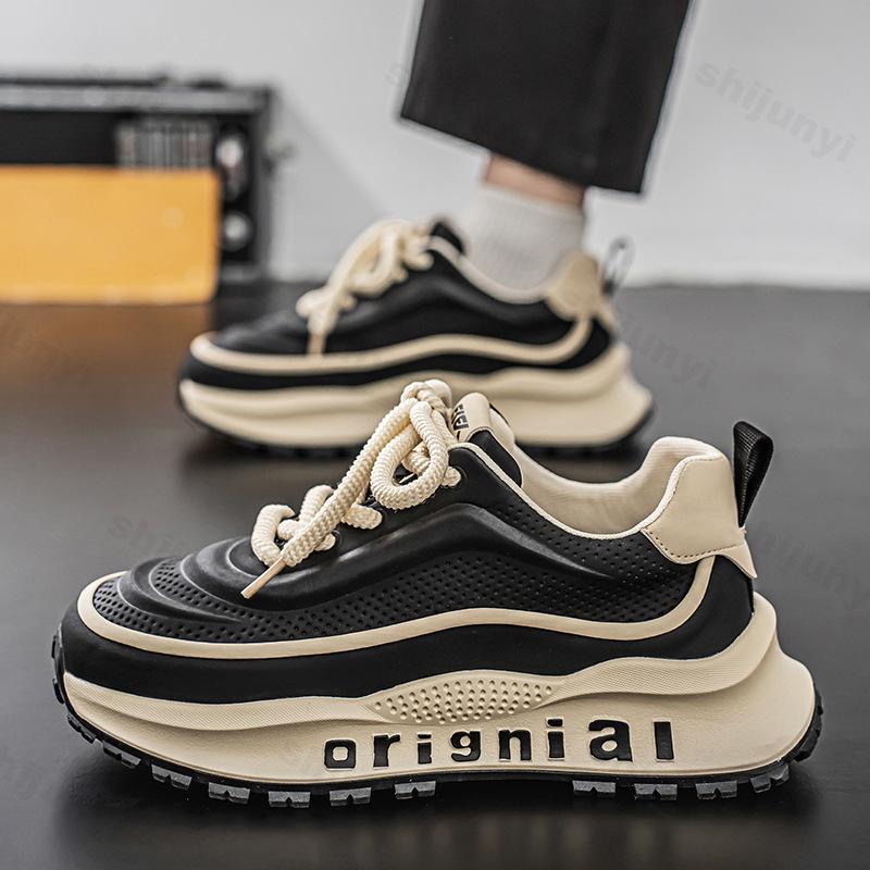 Men Vintage Low Top Thick Soled Casual Sneakers Fashion Comfort Platform Sneakers for Men Color Blocked Men Shoes Zapatos Hombre