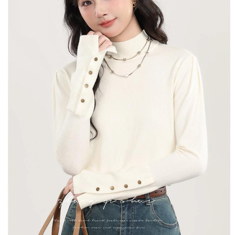 

Autumn and winter half turtleneck bottoming sweater women s tops OneSize абрикосовый