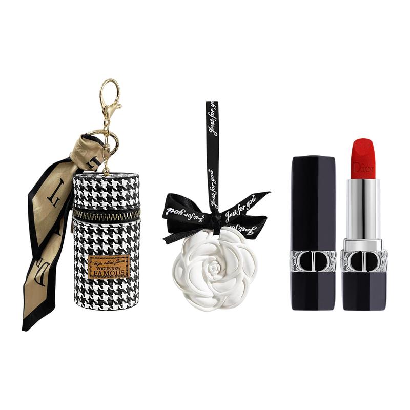 DIOR Lipstick Velvet 999+Camellia Aromatherapy+Houndstooth Lipstick Bucket синий