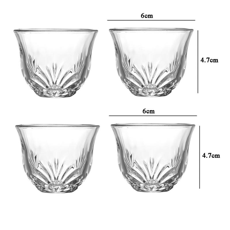4pcs Sets Exquisite Glass Cup Tea Cup Shot Glass Transparent Drinking Glasses Light Luxury Wine Glass Party Elegant Glassware