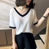 Spring Sum Thin Korean Fashion T-Shirts Casual V-neck Pullovers Solid Color Loose Short Sleeve Comfortable Women's Clothing 2023