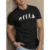 European Sizes Men'S "Evolution of Yoga" Graphic T-Shirt - Blue Short Sleeve Summer Top with Silhouette Design, Casual Crew Neck