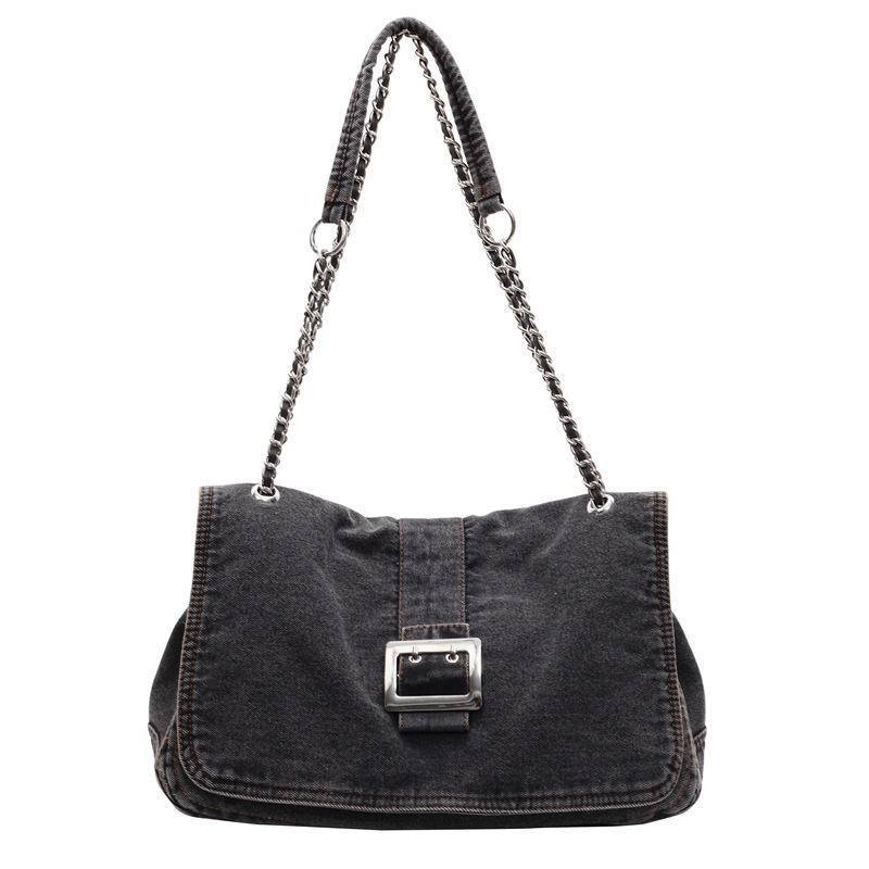 Women's Bag New Denim Fashion Chain Portable Messenger Bag Shoulder Armpit Bag