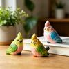 Hand-Carved Bird Sculpture Solid Wood Ornaments Miniature Desk Decor for Home Study Office Room Cute Gift for Bird Lovers