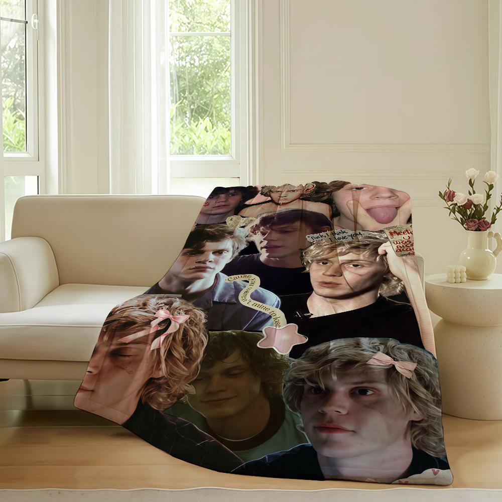 American Actor Evan Peters Blanket For Sofa Office Bed Plane Travel Sleep Read Relax Camping Soft And Warm