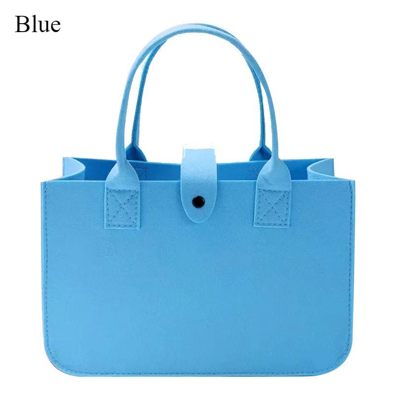 Женская сумка из фетра, сумка для покупок, простая и удобная сумка для хранения, однотонная модная роскошная подарочная декоративная сумка 32*25*15cm синий
