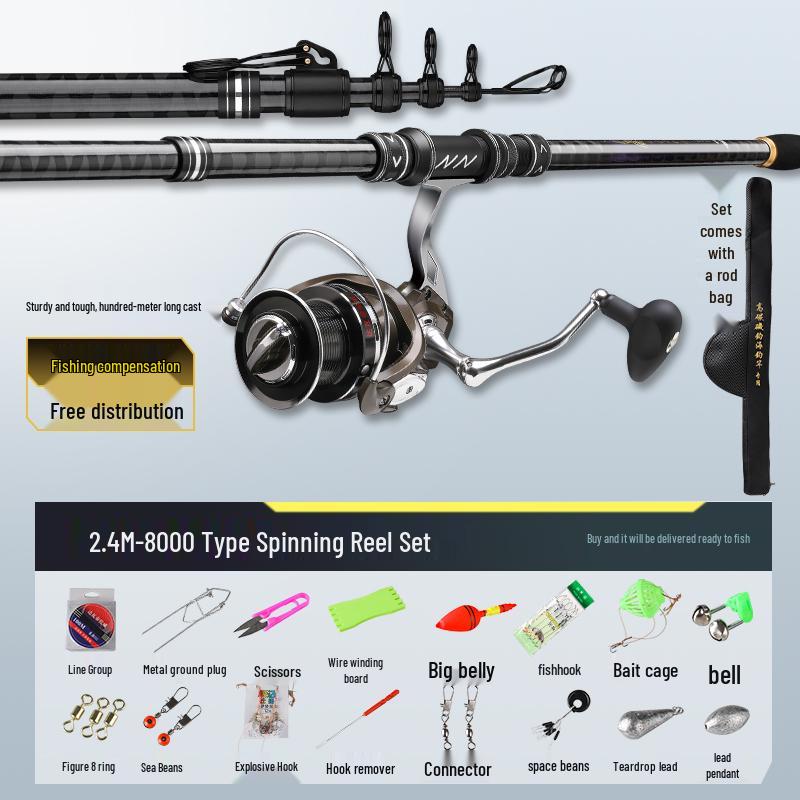 2025 High Carbon Ultra-Hard Long Cast Sea Fishing Rod & Reel Set