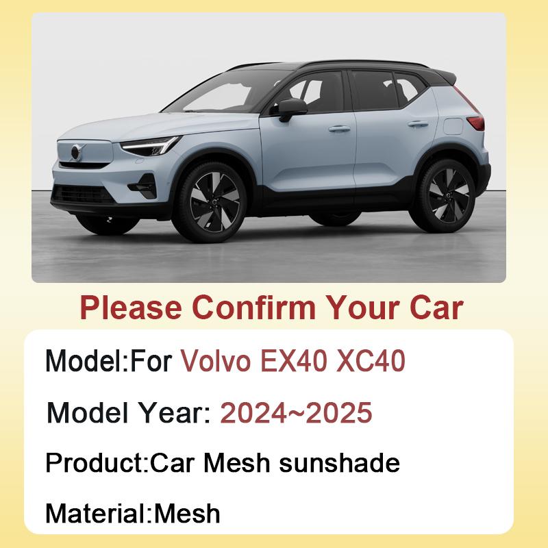 Car Mesh Sunshade For Volvo EX40 2024 2025 XC40 Recharge Rear Side Windshield Shade Window Protection Curtain Auto Accessories